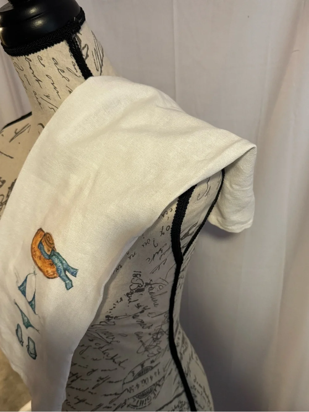 Linen Kitchen Towel white with Summer Bikini & Hat Illustration